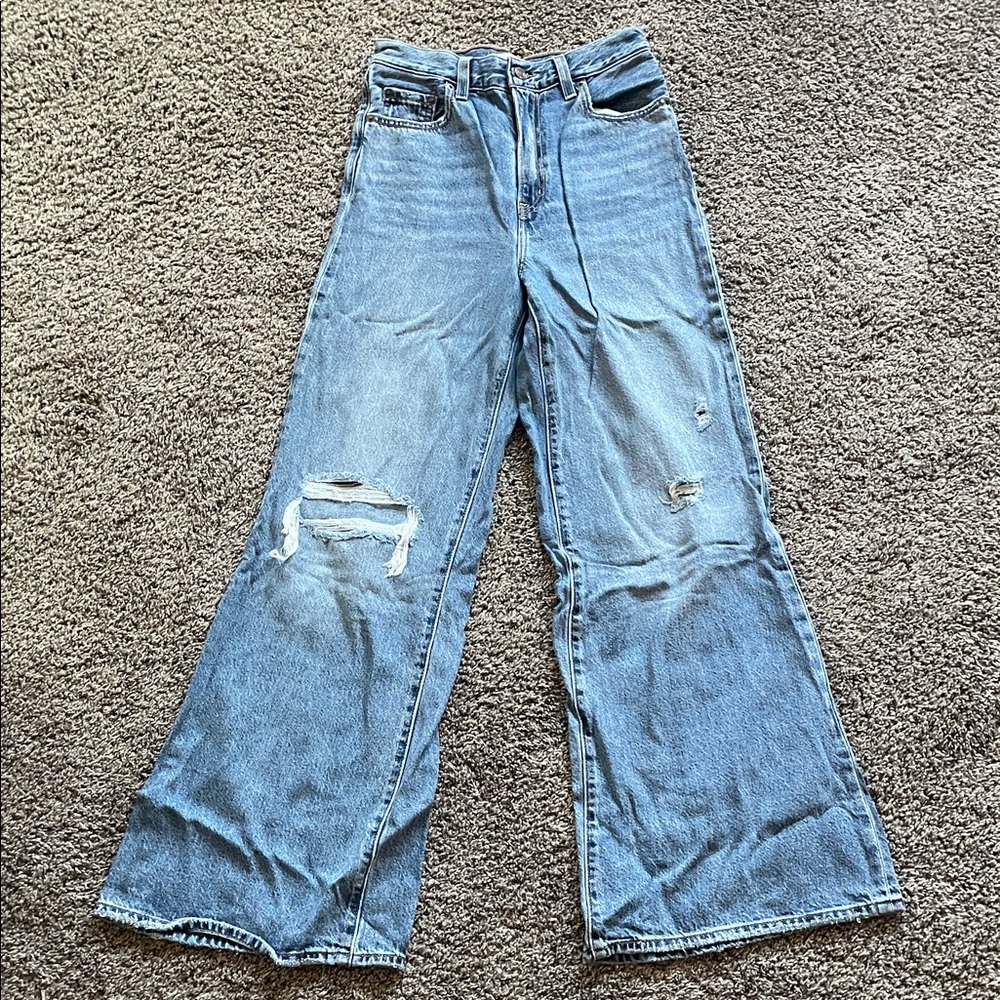 Levi's Light Blue Distressed Wide-Leg Jeans